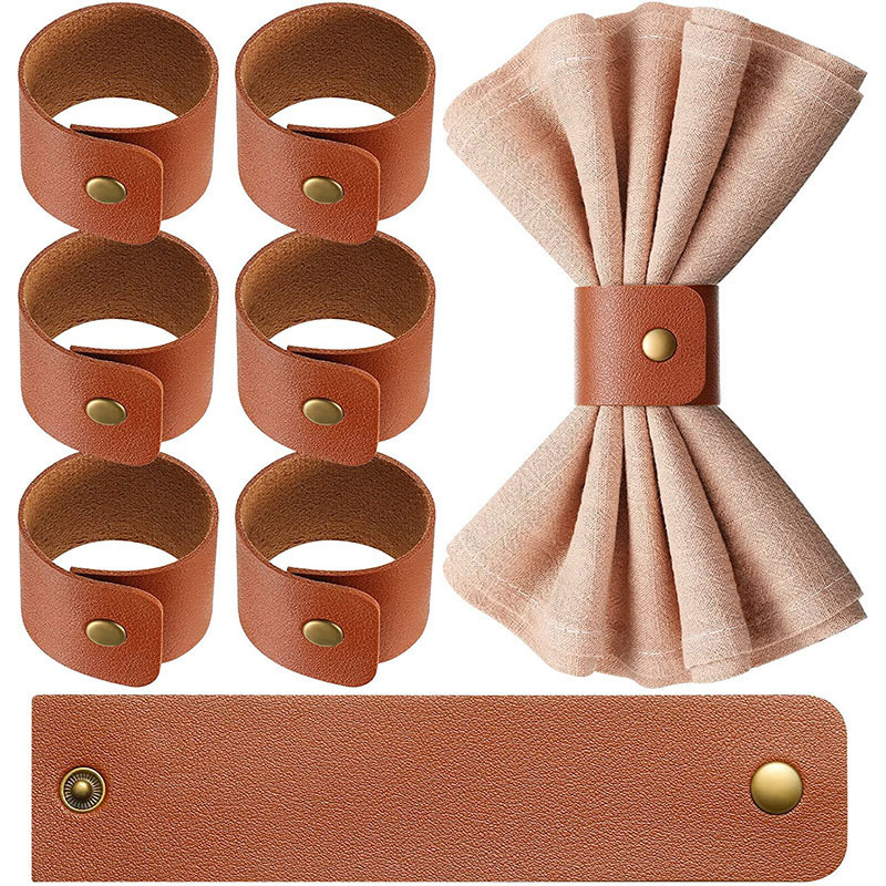 European-style Thanksgiving artificial leather napkin ring fashion simple hotel table decoration personalized napkin ring napkin buckle