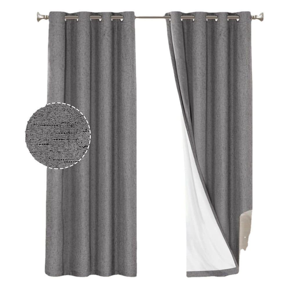 Amazon American blackout curtain finished product wholesale coated heat insulation curtain fabric light luxury living room bay window living room curtain