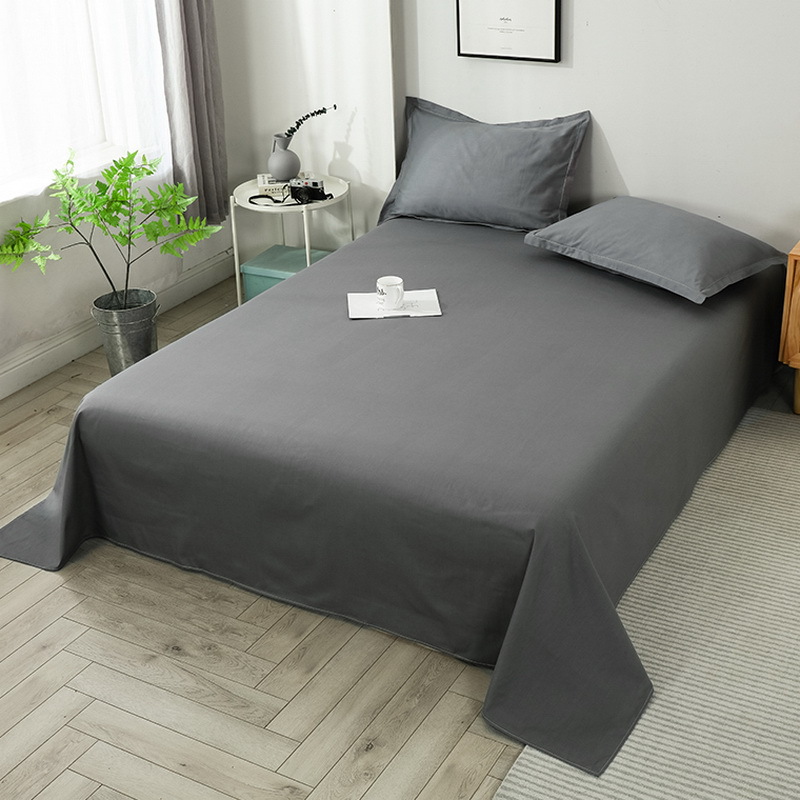 Nantong wholesale skin-friendly cotton sheets single solid color washed cotton sheets single student dormitory [zero purchase]]
