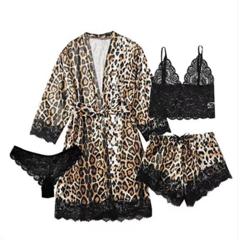 European and American foreign trade manufacturers wholesale new sexy pajamas four-piece set comfortable sexy lace women can wear home clothes