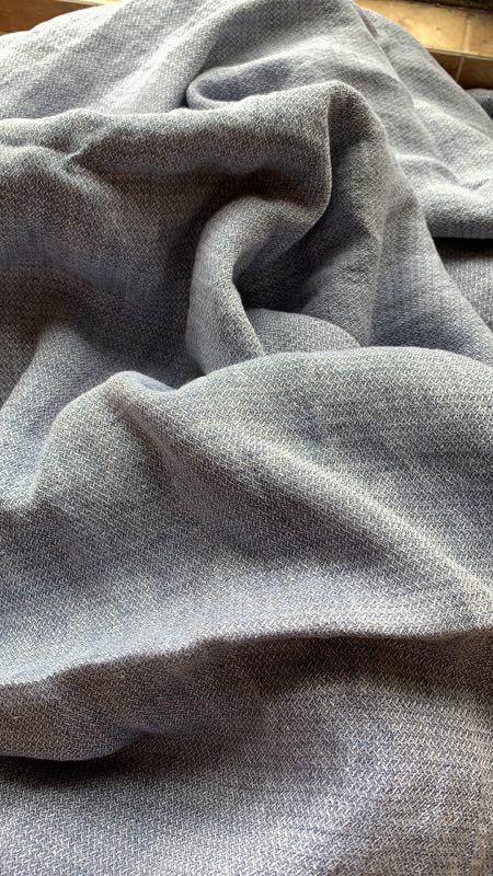 Picture of Linen Color Spun Blue Jacquard Fabric, Pure Linen Extra Wide Jacquard Fabric, French Linen Jacquard Fabric