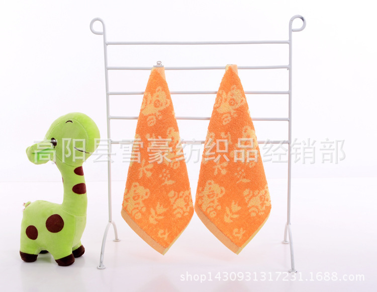 Picture of Manufacturer Wholesale Children's Jacquard Small Square Towels 25.25 Cotton Towels Baby Cartoon Pattern Saliva Towels Soft Floral Design
