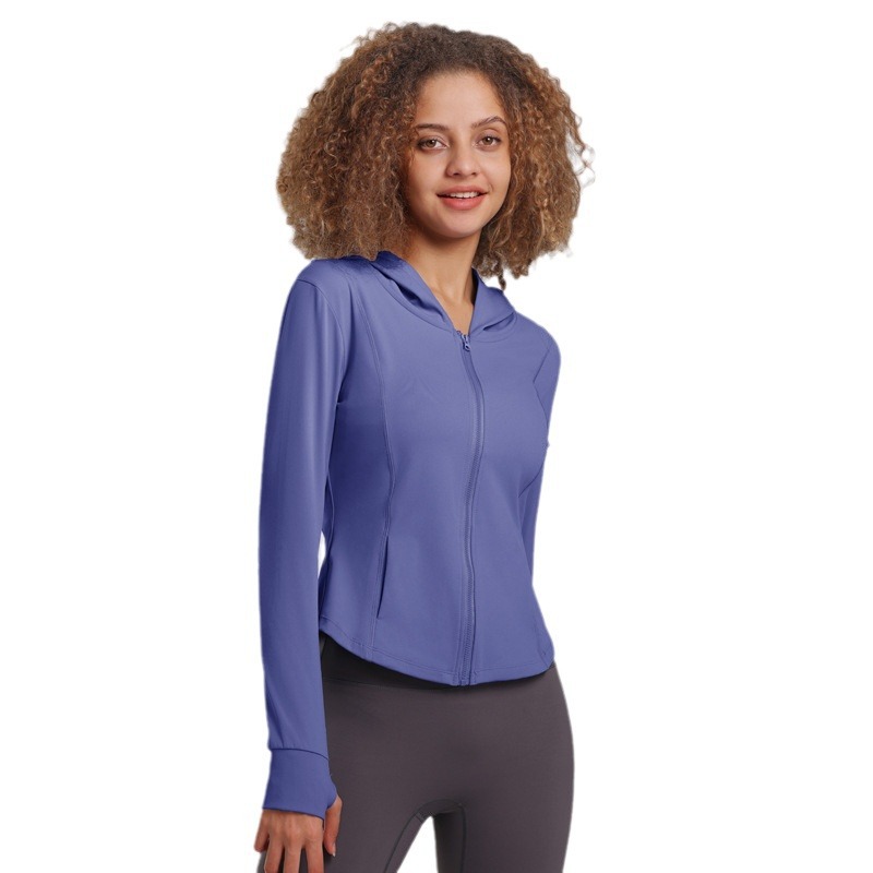 Picture of 2023 New Sports Tops Women's Hooded Slim Fitness Tops Women's Quick-Drying Casual Running Yoga Top