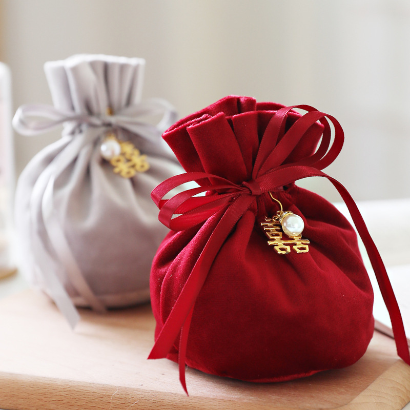 Picture of Wedding Velvet Candy Bag Little Red Riding Book Wedding Candy Accompanying Gift Wedding Candy Box Creative Birthday Full Moon Candy Bag