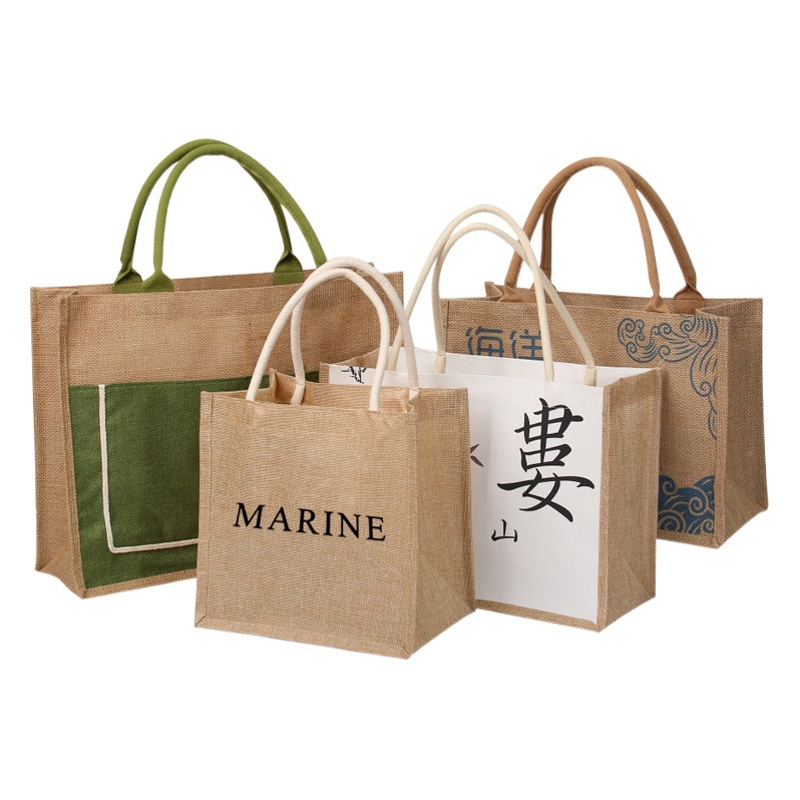 In stock wholesale jute bag linen bag handbag Muji linen bag linen bag linen bag linen bag