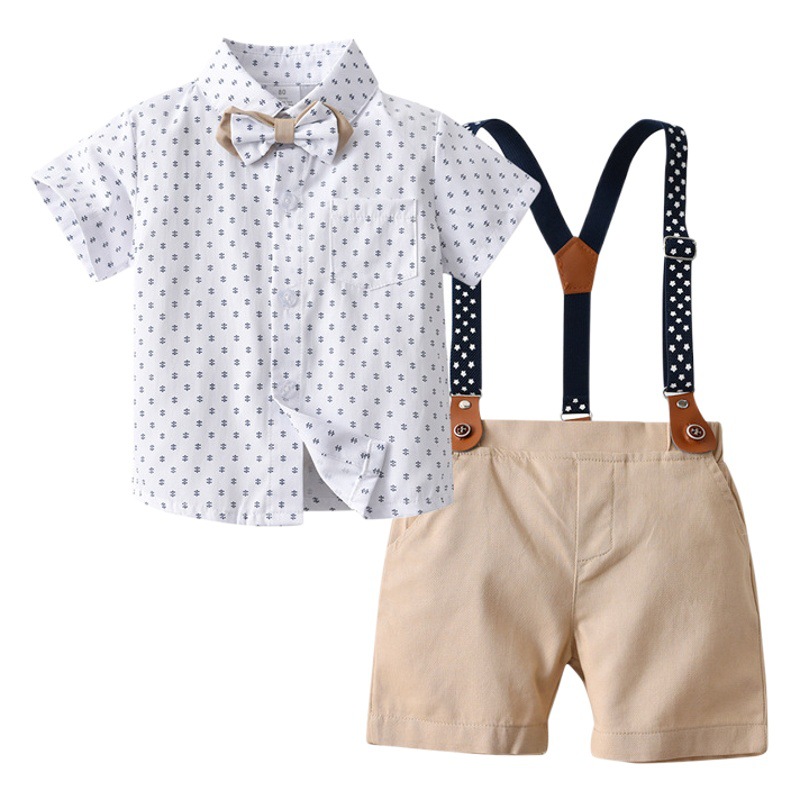 Cross-border children's clothing wholesale primary source British baby one-year-old children's clothes summer thin short-sleeved boys suit