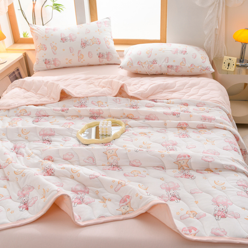 Picture of New Type A Knitted Cotton Summer Quilt Single Double Student Dormitory Summer Air-conditioning Quilt Children's Thin Quilt Washable