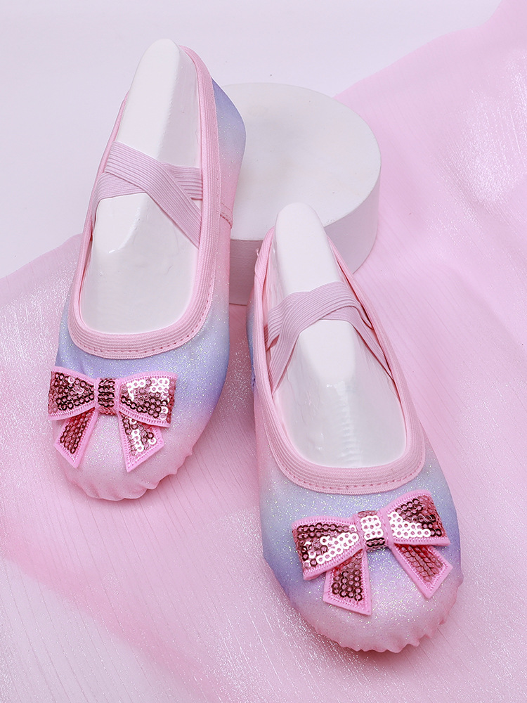 Picture of Girls' dance shoes soft-soled exercise shoes Children's Ballet Shoes Baby dancing shoes cute stage performance cat claw shoes
