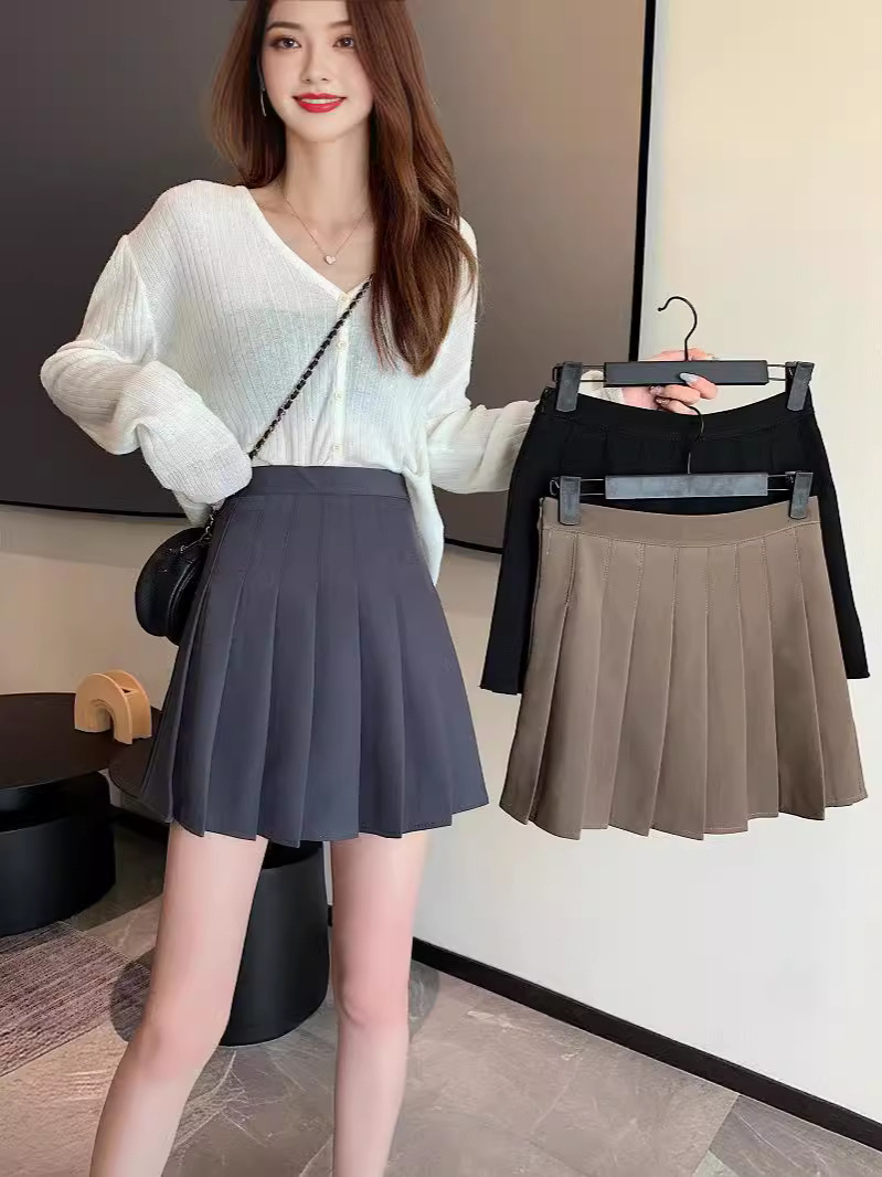 College style black pleated skirt women's summer jk skirt high waist slim skirt 2024 new chic skirt