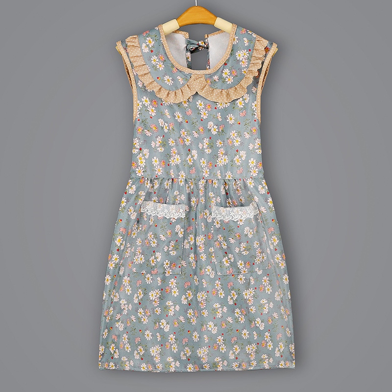 Picture of Long-sleeved Canvas Apron Women's Korean-style Household Kitchen Cooking Overalls Breathable Catering Overalls Anti-fouling Adult Apron
