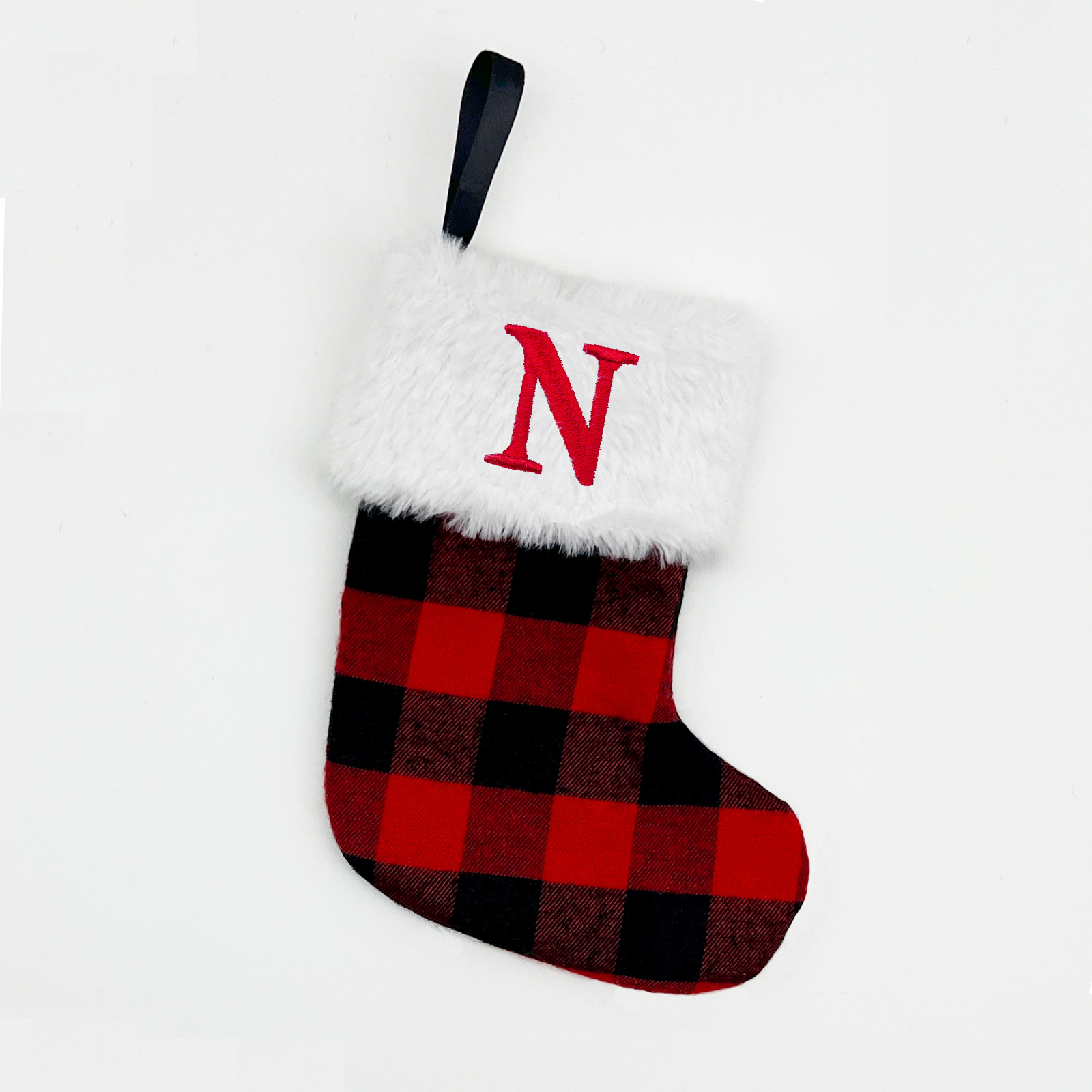 Jinqing Christmas decorations Christmas socks gift bag small size plaid 26 letters Christmas socks candy bag