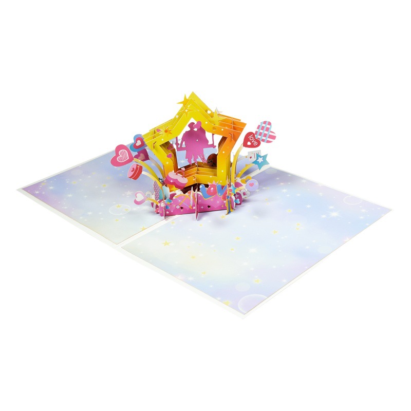 2023 New Valentine's Day Greeting Card 3D Creative Handmade Blessing Cross-border Amazon Card Romantic Stars