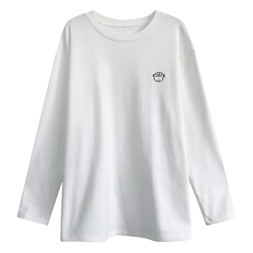 Double-sided Velvet Embroidered fleece-lined Sanding Long-sleeved T-shirt Women's Top Autumn and Winter Design Sense Niche Inner Base Shirt Trendy