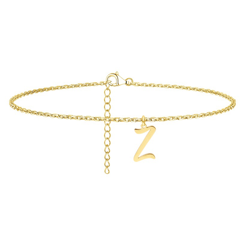 European and American stainless steel 26 English letters anklet female personality simple titanium steel Gold big anklet beach anklet wholesale