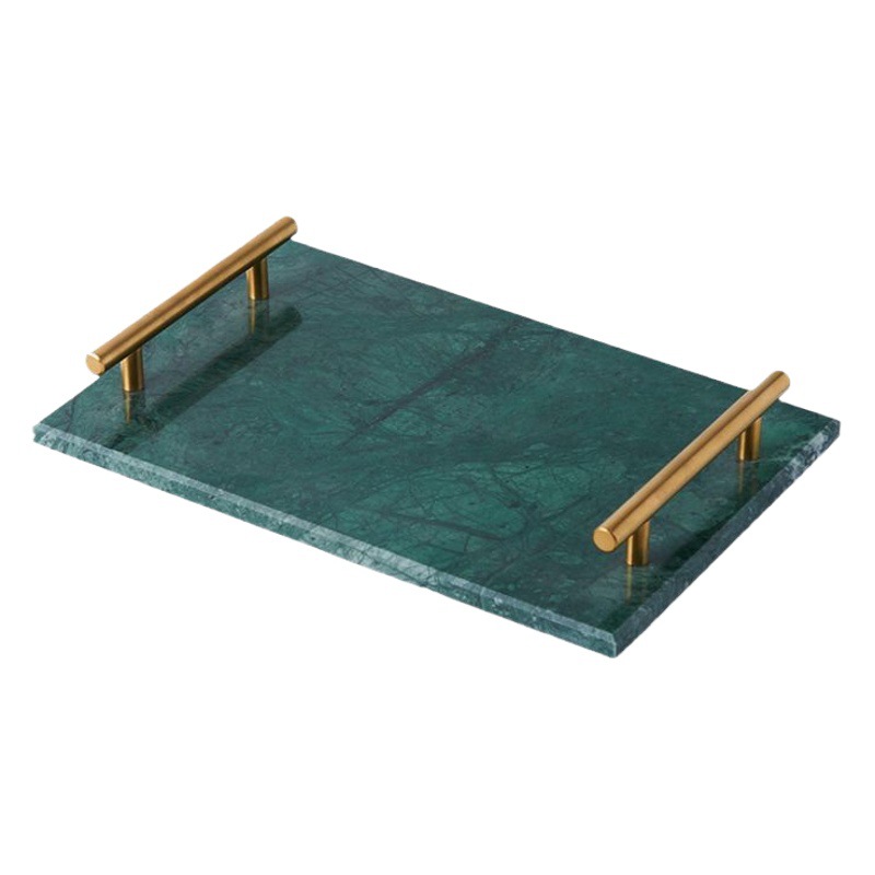 Factory Supply Marble Tray Metal Handle Jewelry Storage Tray Nordic Jewelry Ornaments Furniture Soft