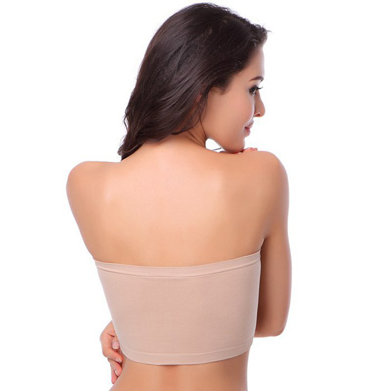 Picture of Foreign Trade One-Word Bra, Anti-Exposure, Plus Size Double-Layer Tube Top with Breast Pads, Breast Pads, Bottoming Intimates, No Steel Ring, Chest Wrap