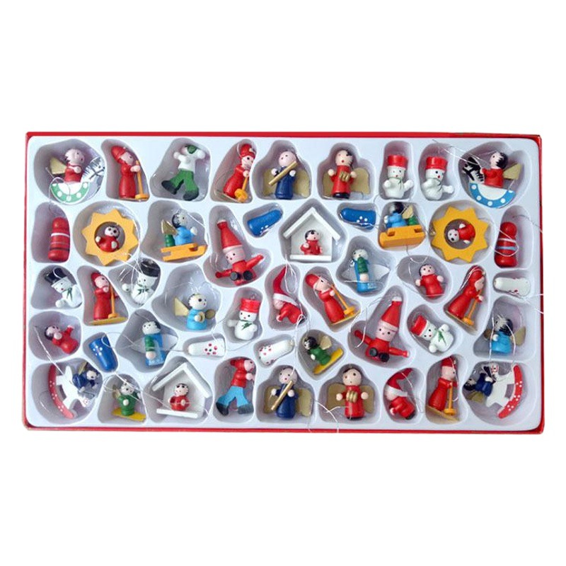 Cross-border Christmas decorations wooden small pendant decoration Christmas tree 48-piece gift box style random not specified
