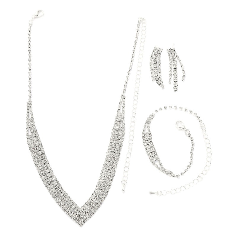 Europe and the United States cross-border diamond all-match bridal suit necklace earrings bracelet three-piece suit all-match accessories