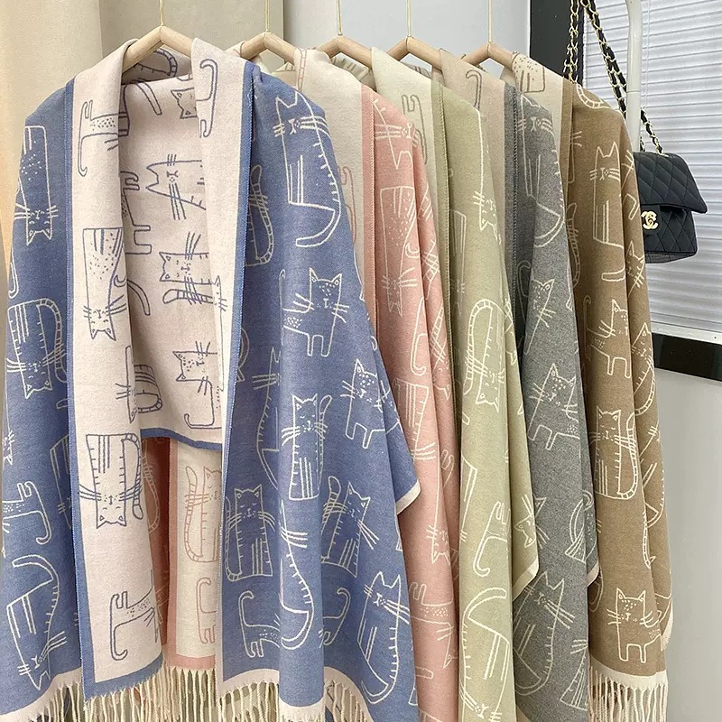 Air-conditioned room Subway shawl Outside Women's Office Autumn and Winter Blanket Blanket Cashmere Tassel Warm Scarf Scarf