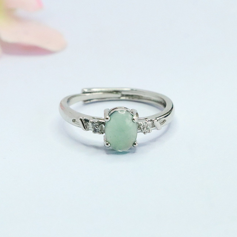 Xinyu Natural A-Grade Jadeite Ring Blue Water Jade Ring Live Broadcast Hot Style Factory Wholesale Fc5052504