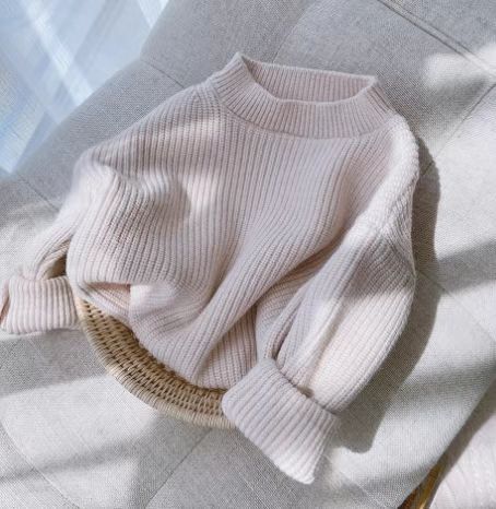 Picture of Children's Pure Color Knitwear Bottoming Shirt with Autumn and Winter Thickeneded Warm Girls' Knitted Knitwear Candy Color New Top