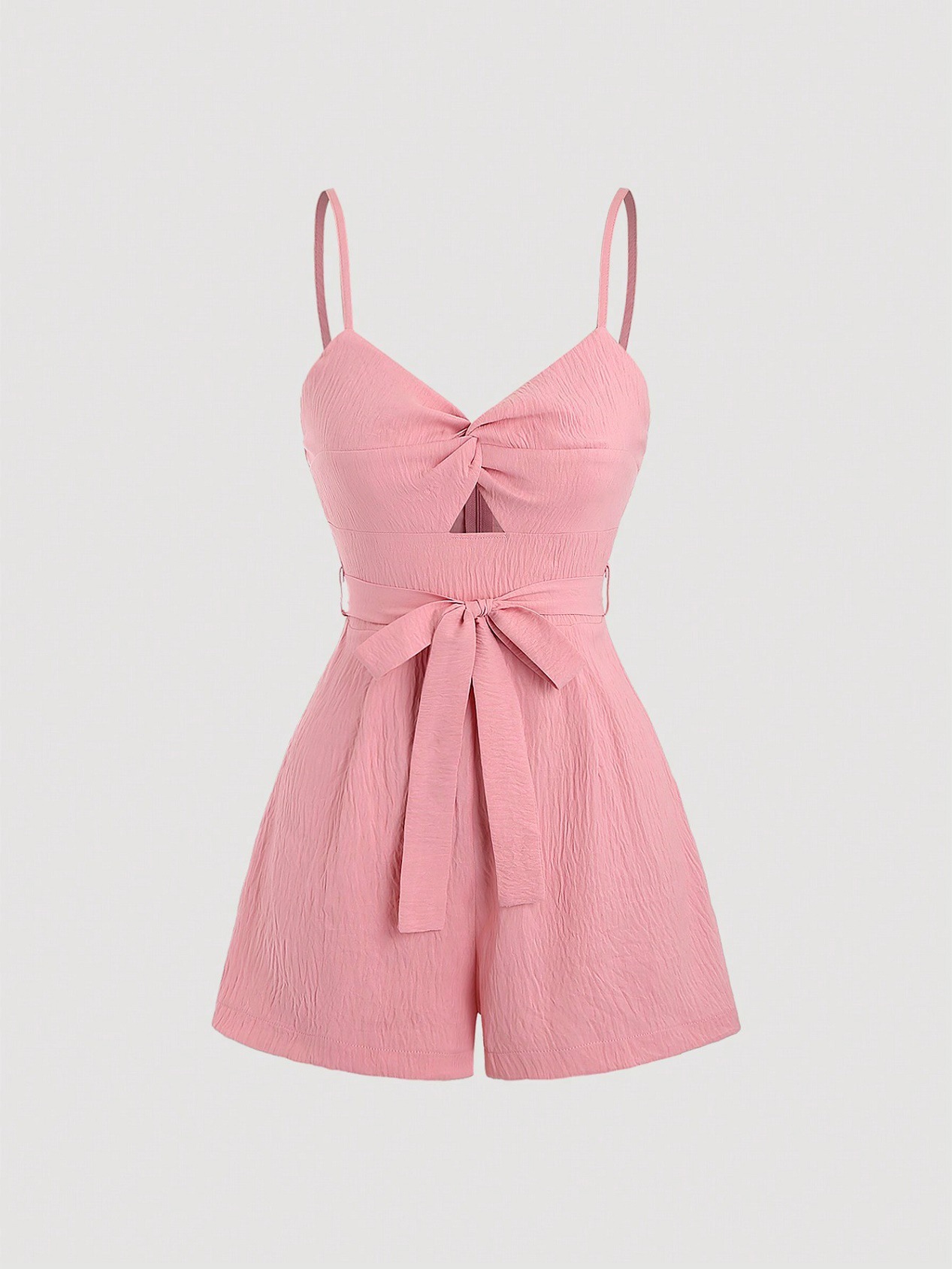 Amazon European and American Cross-Border Summer Suspender V Neck Cut Out Pleated Backless High Waist Straight Women's One-Piece Shorts