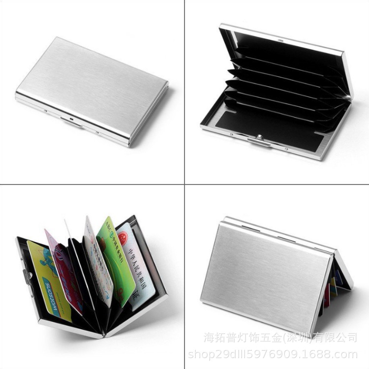 Pack card box storage box men's portable credit card NFC anti-theft brush stainless steel bank card box metal card bag