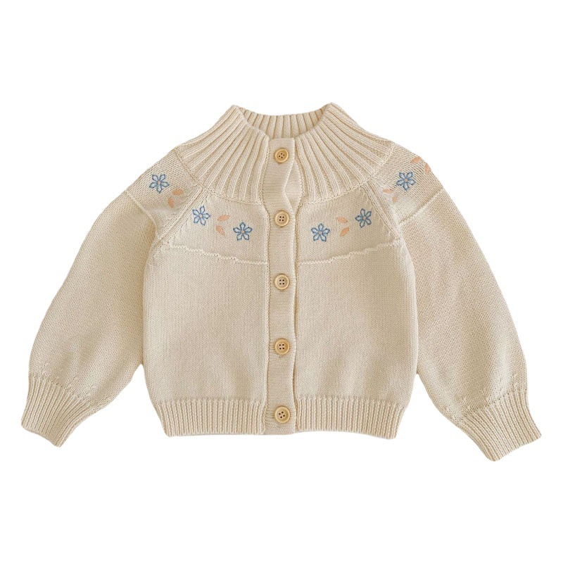 2025 Autumn Clothing Infants and Girls Baby Cotton Yarn Knitted Embroidered Tops Top + Lace Pants Two-Piece Suit