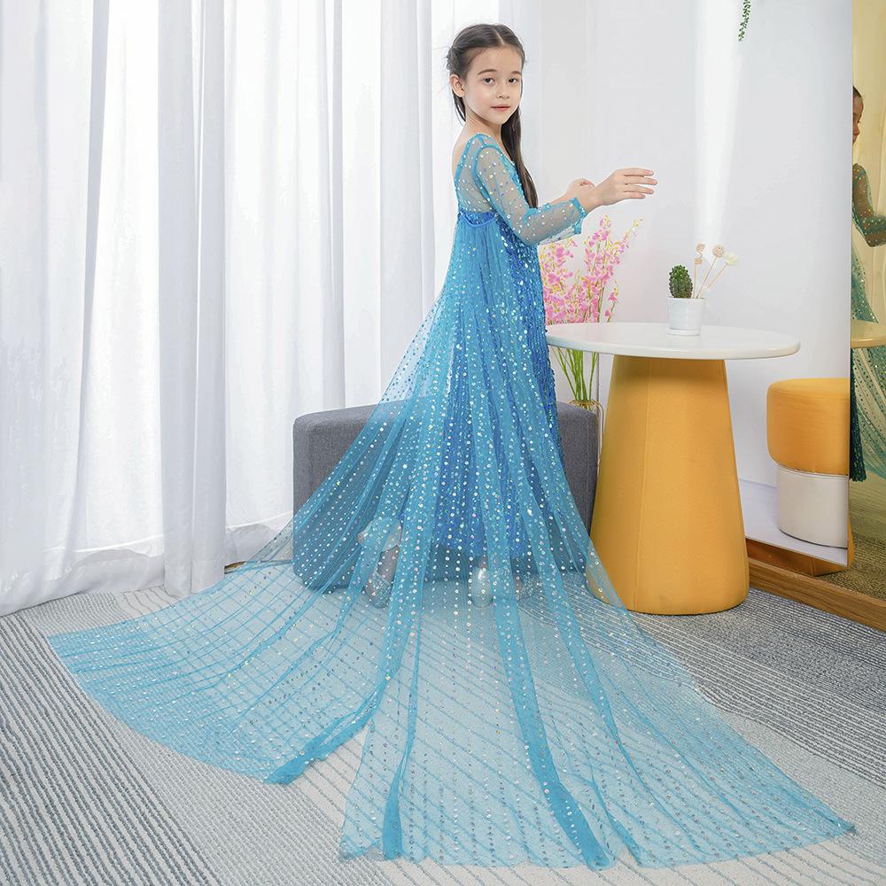 Picture of Frozen 2 Kidsren's Dress Princess Dress Girl Elsa Snowflake Dress Frozen Elsa Princess Style