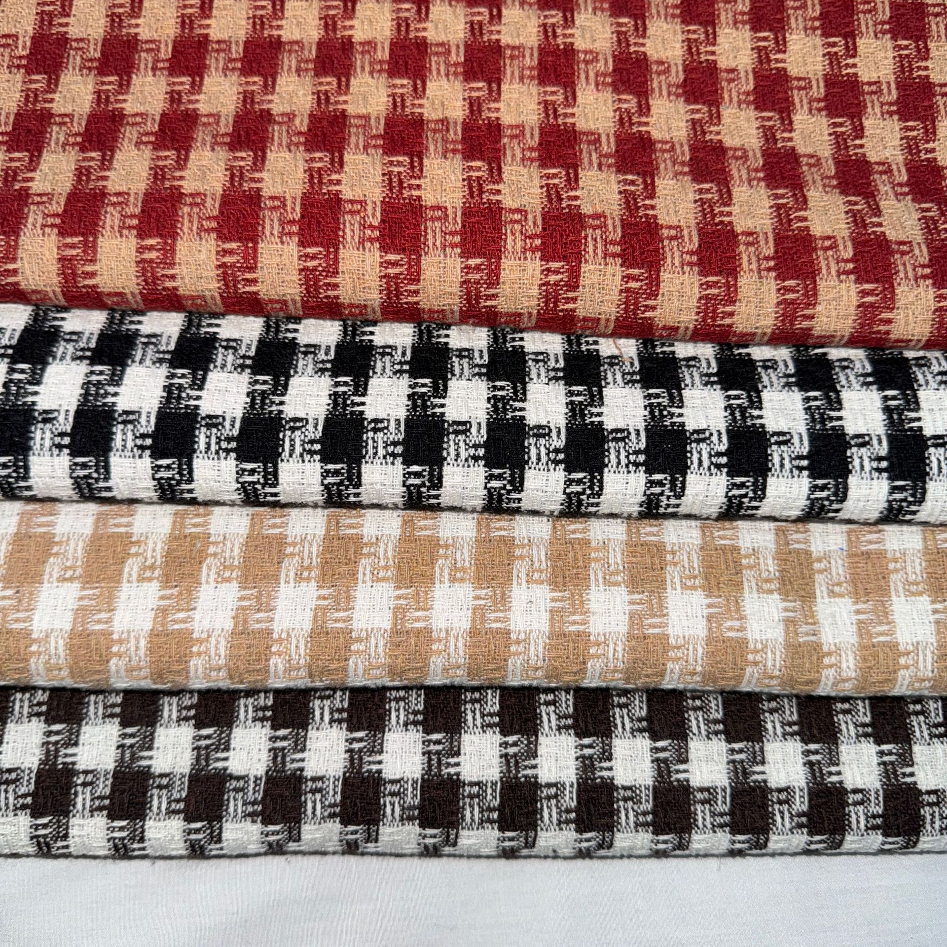 In-Stock Small Plaid Fabric Autumn and Winter Coarse Wool Houndstooth Coat Shoes Hats Pants Skirts Bags Decorative Fabric