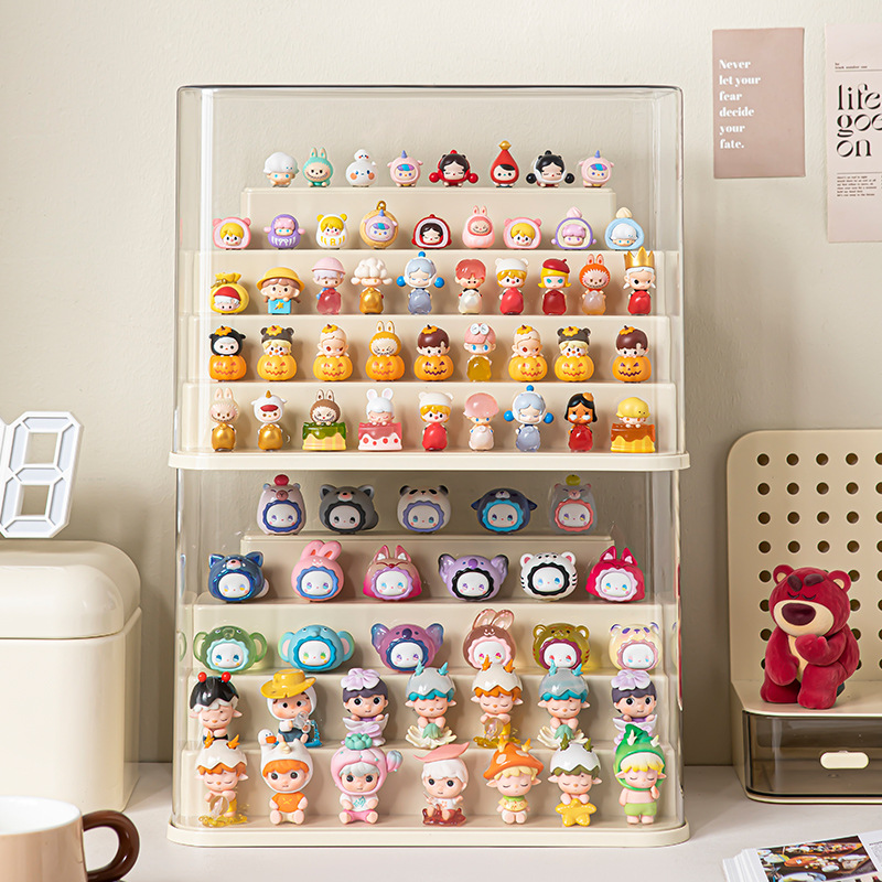 Cute Grain Blind Box Display Rack Storage Dustproof Lego Ornaments Hand Display Cabinet Household Transparent Acrylic Display Box