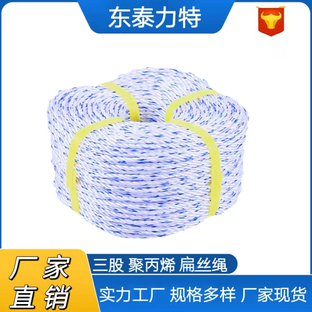 Manufacturer's Pure New Material Seawater Breeding Three-Strand White String Blue Pp Rope Marine Sun Protection Wear-Resistant Nylon Rope Thick Tightening