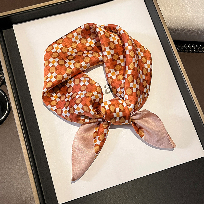 Picture of 2024 New Style Silk Scarves Women's Spring and Summer Fashion Printed 100 Mulberry Silk Small Square Scarf South Korea Ribbon Scarf