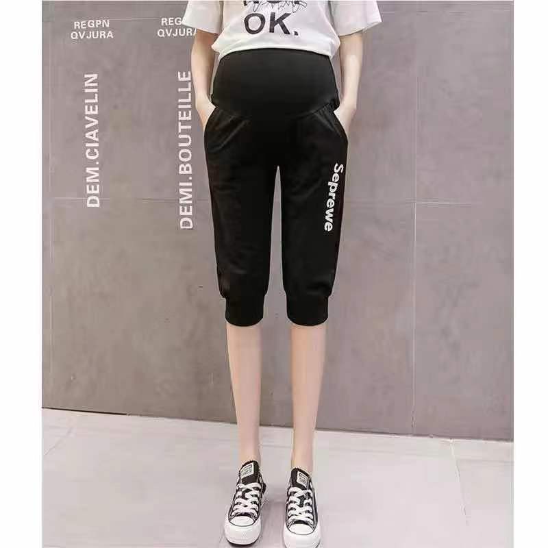Picture of Pregnant Women's Capri Pants Cotton Spring and Summer Thin Leggings Casual Shorts Fashion Outer Wear Trendy Mom's Capri Pants