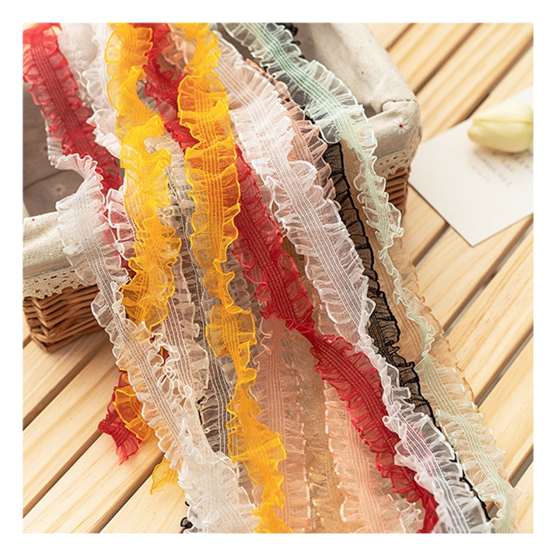 3cm wide color ultra-thin stretch fish silk bilateral fungus elastic lace socks women's hair accessories decorative accessories
