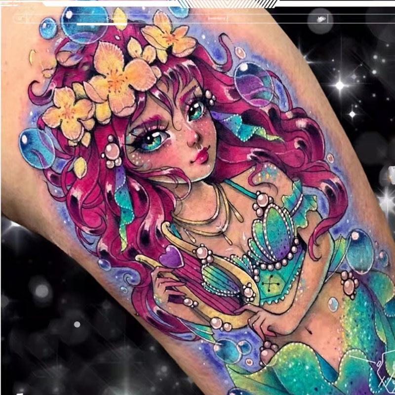 Picture of Diablo Tattoo Sticker Women's Waterproof Lasting European and American Violence Lori ins Cute Cartoon Flower Arm Non-Reflective Anti-Han