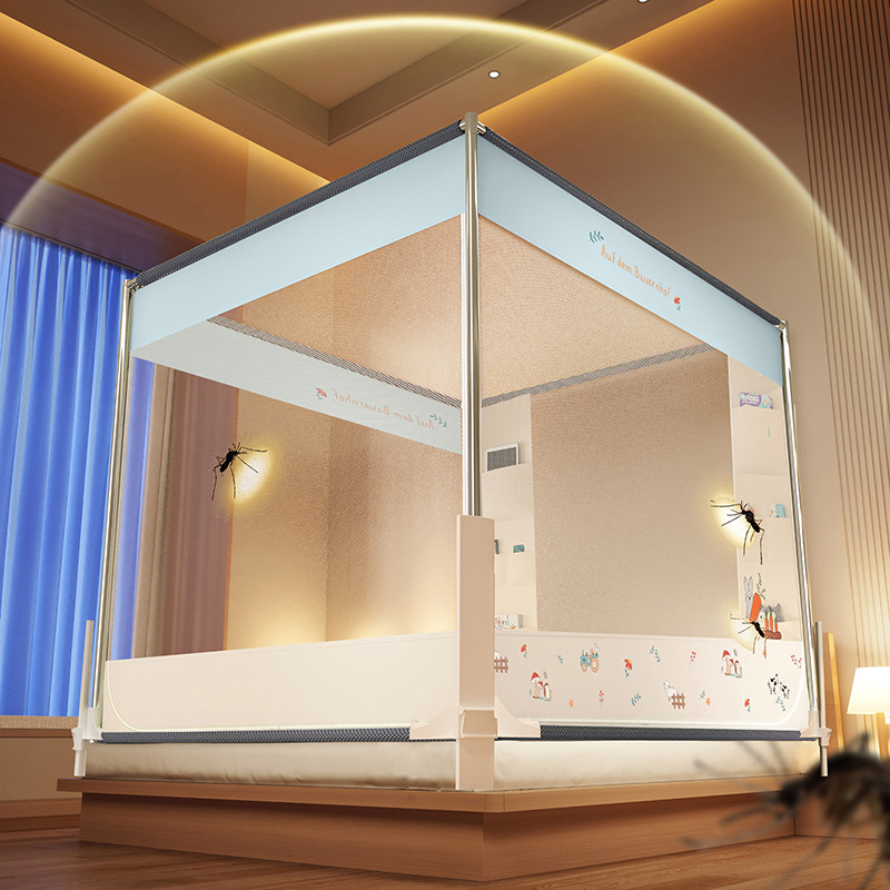 Picture of Square Top Reinforced Fence Cartoon Mosquito Net Household Children's Drop-resistant Three-door Mongolian Yurt Mosquito Net Nantong Home Textile