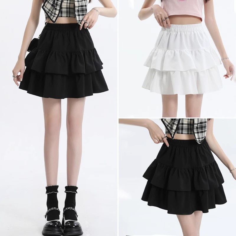 Short Skirt, Umbrella Skirt, A-Line Skirt, Tutu Skirt, Black Skirt, Women's Summer New Trendy Cake Season High Waist 2025
