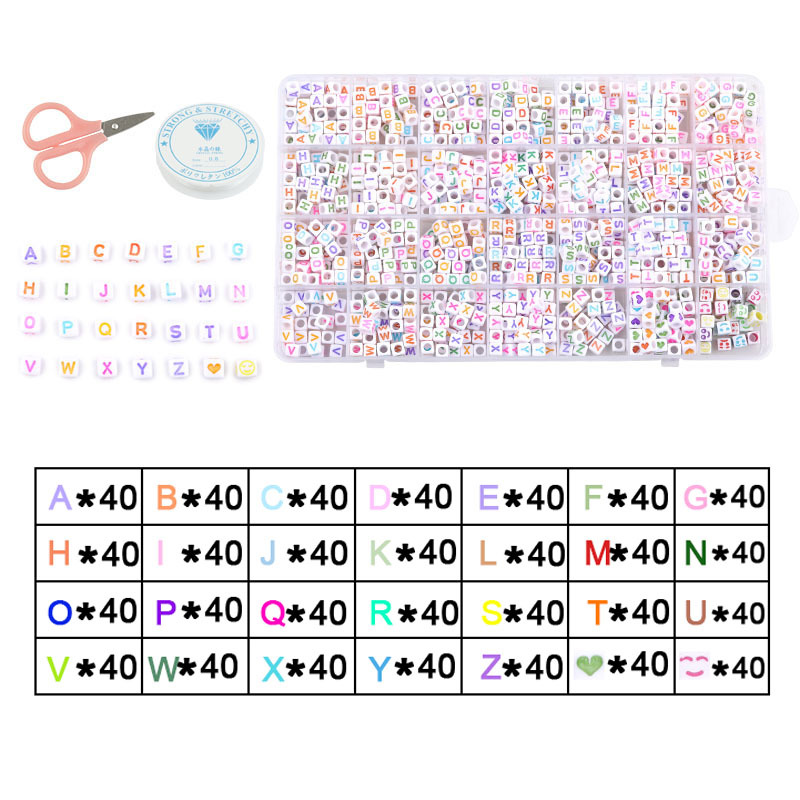 Picture of Amazon Hot Sale 24 Grid Multi Style Letter Beads Boxed Color Beads Handmade Set with Accessories diy Material