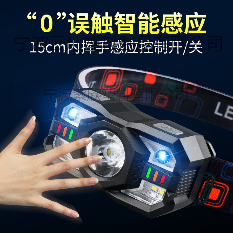 Picture of Wholesale mini induction headlight strong light multifunctional portable portable fishing lamp outdoor emergency hiking charging headlight