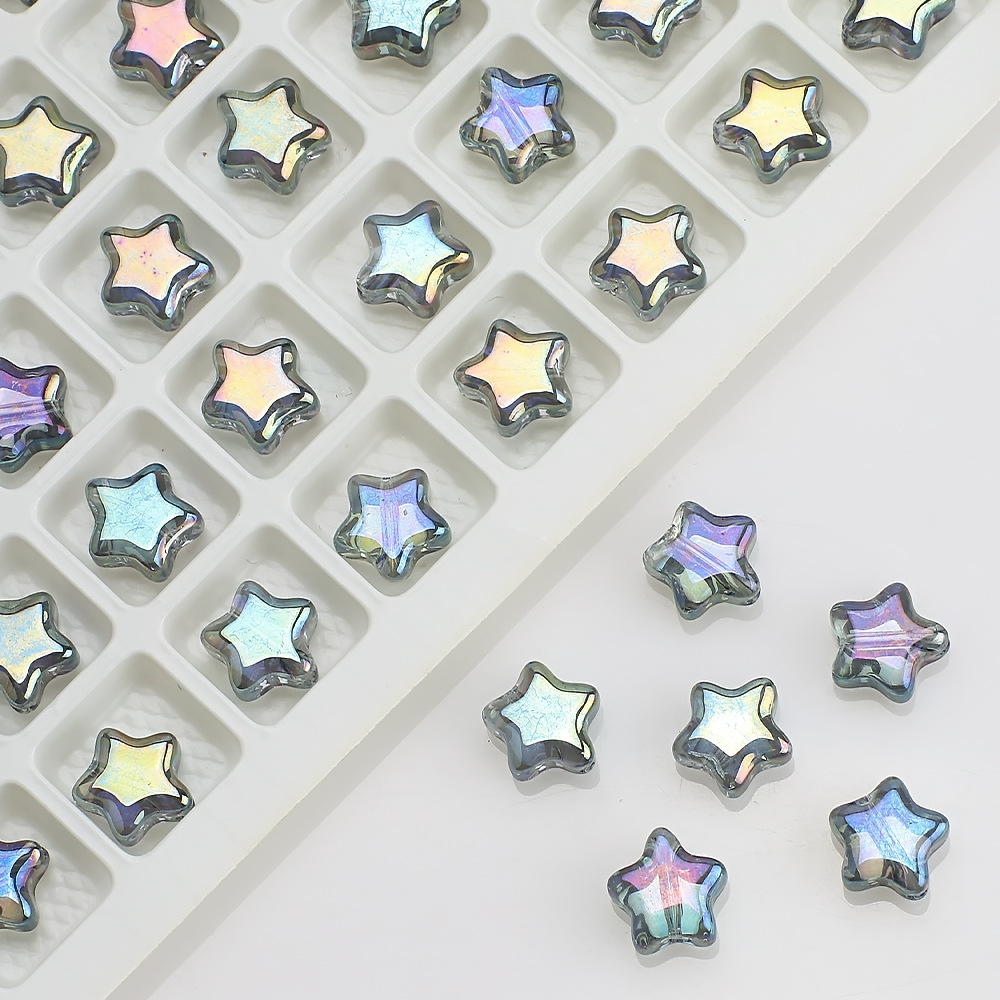 Picture of Five-Pointed Star Accessories 8mm Glass Beads Crystal Pendant DIY Hair Accessories Necklace Earrings Bracelet Beading Material Accessories