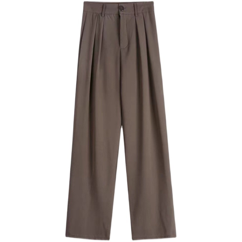 Solid Color High-Waisted Suit Pants for Women, Spring & Fall Sports Pants, Loose Casual Wide-Leg Pants for Women, Nine-Point Floor-Length Pants for Women