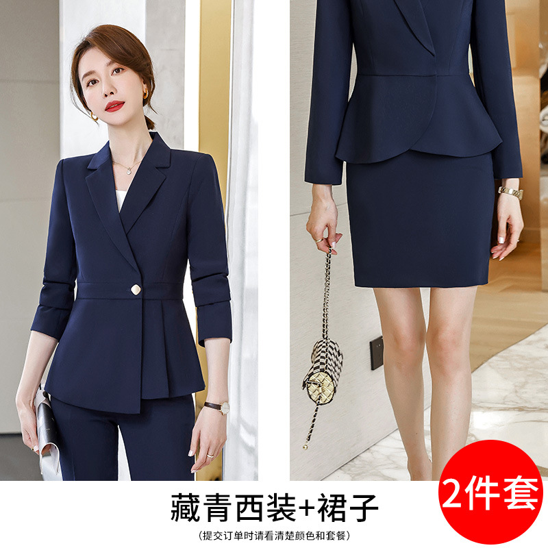 Picture of Grey Professional Suit Female Dress Hotel Manager Interview Civil Servant Work Clothes Suit Jacket Female Spring and Autumn
