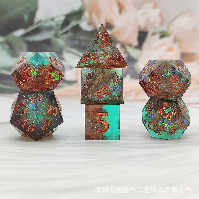Pointed Resin DICE DND Cthulu Running Group 7-Piece Set Dungeons & Dragons Table Game Multi-Face Digital DICE