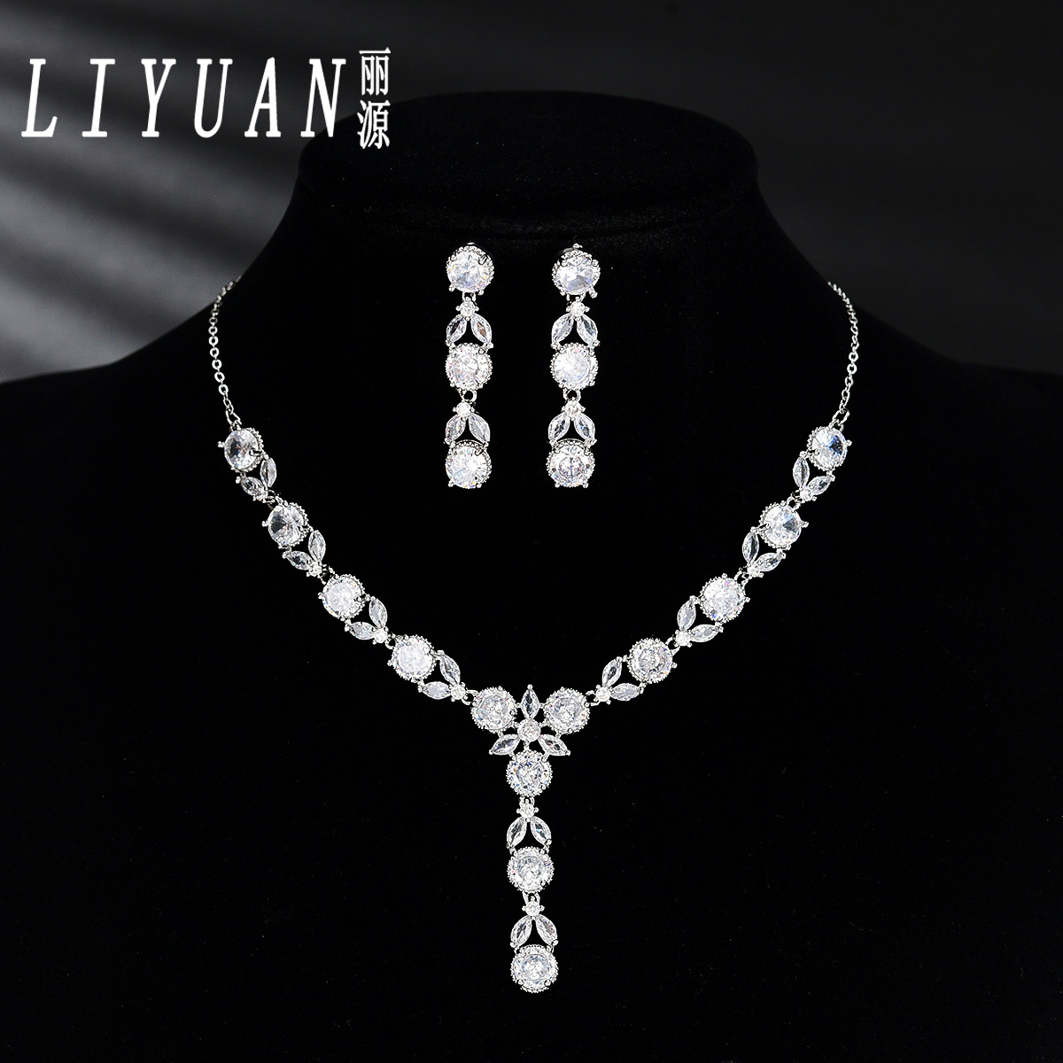 Cross-Border Spot Fashionable and Popular Ladies Bridal Wedding Banquet Wedding Zirconium Copper Necklace Manufacturer Supply Wholesale