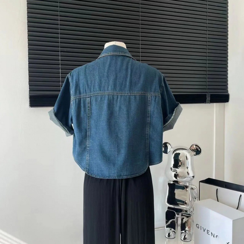 Picture of Denim coat shirt women's short 2024 new summer short sleeve cardigan outer wear plus size Korean fashion top