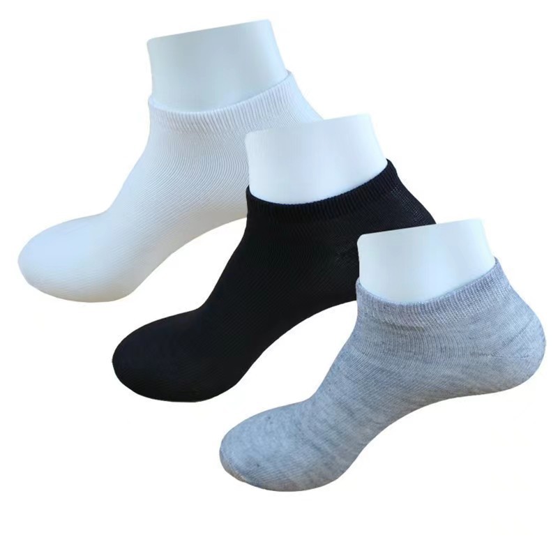 Picture of Black and White Grey Flat Boat Socks Solid Color Four Seasons Thin Short Socks Sweat Absorbing Invisible Socks All-match Cotton Socks