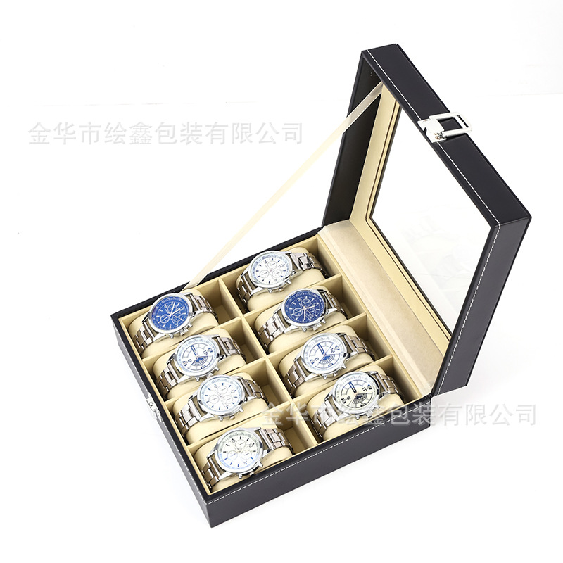 Picture of Leather Watch Storage Box Dustproof Glass Cover Watch Box Watch Jewelry Box Bracelet Watch Box Watch Storage