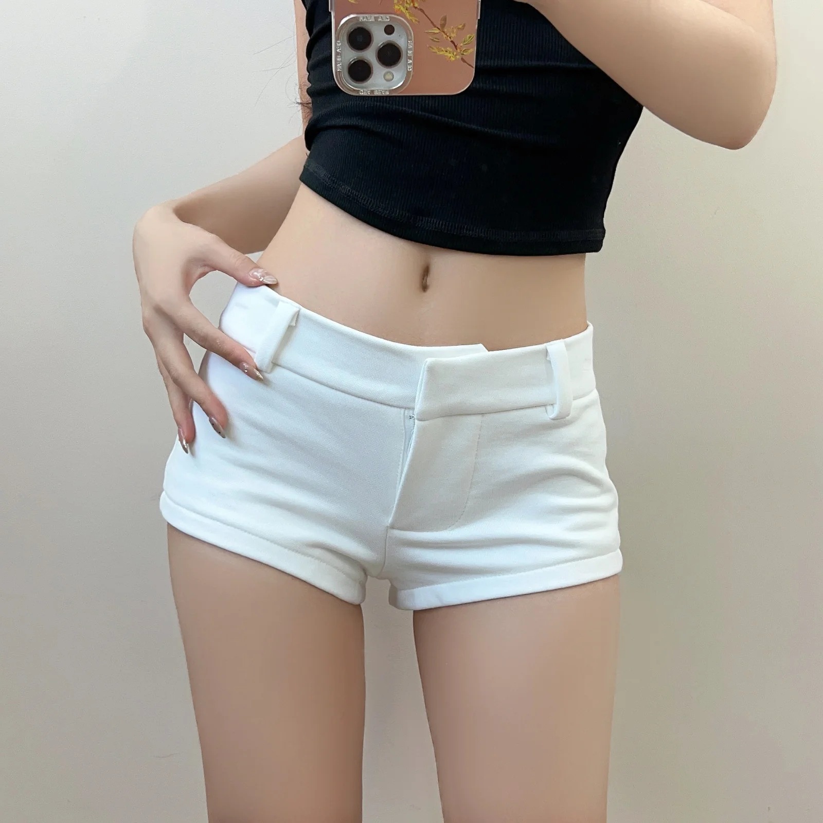 Spice Girls Low Waist Casual Shorts Women's 2024 New Summer Short Front and Back Long Irregular Sexy Tight Hip Hot Pants