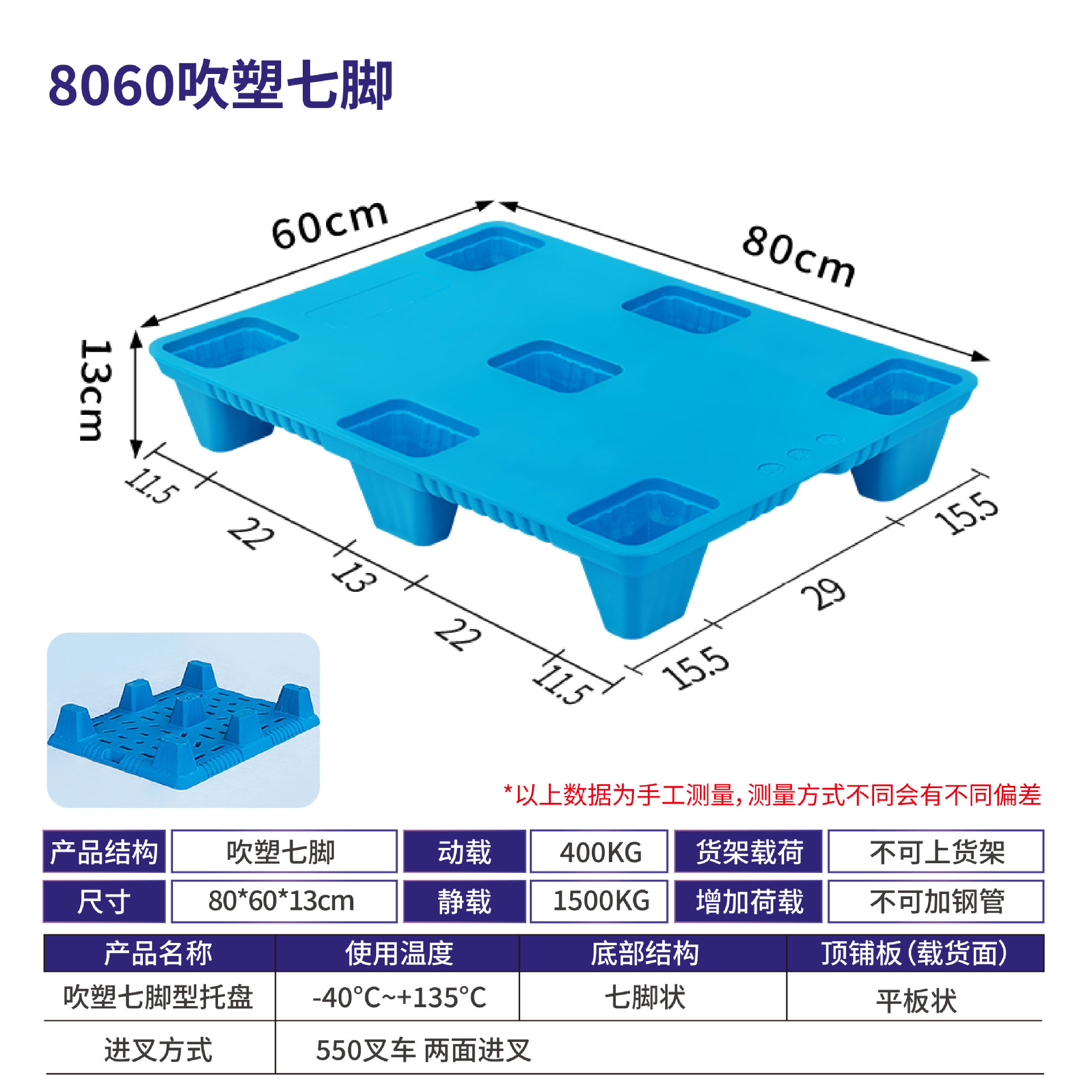 Picture of Xinyito blow molding nine-legged plastic pallet forklift logistics plane card warehouse turnover plastic moisture-proof backing plate factory